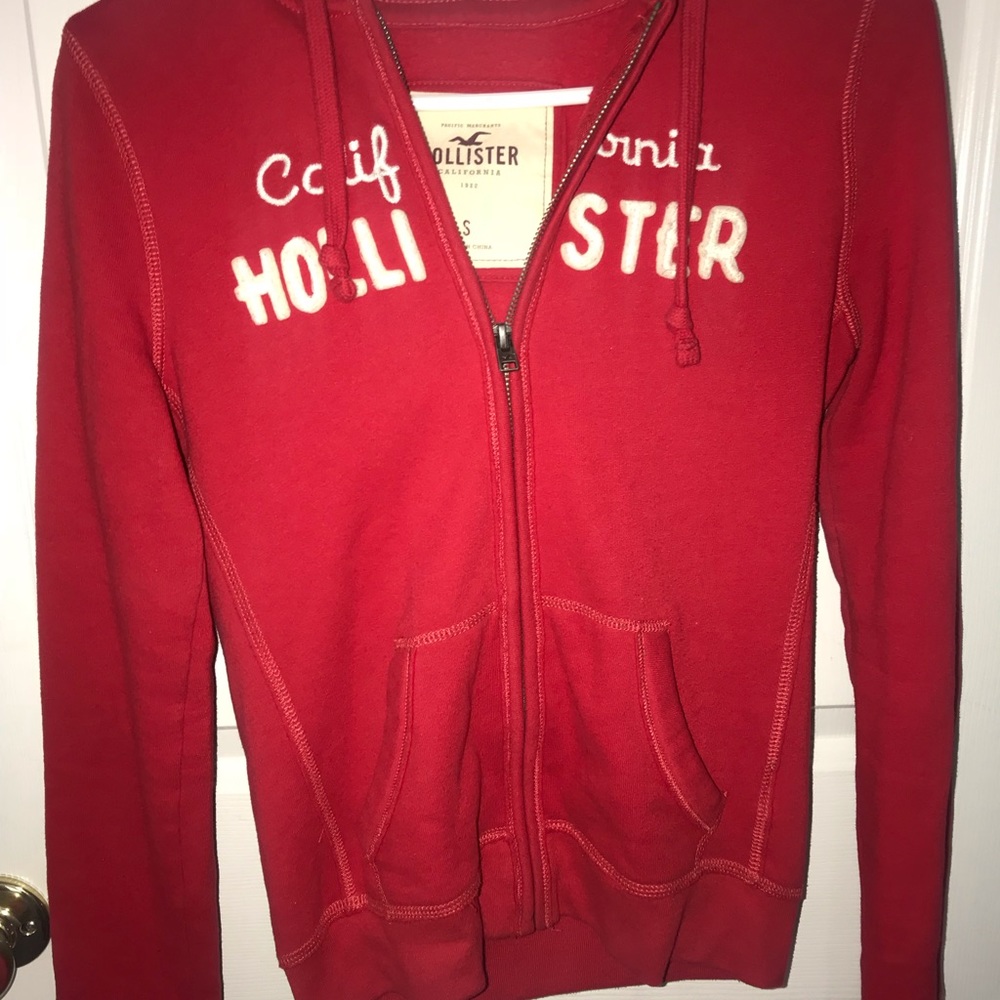 Hollister red zip up